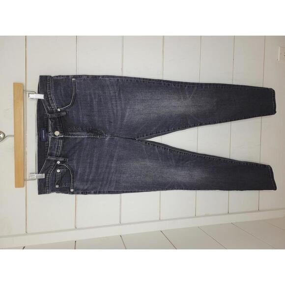 J Crew size 32" Black distressed denim 9" high-rise toothpick jeans - Picture 1 of 6